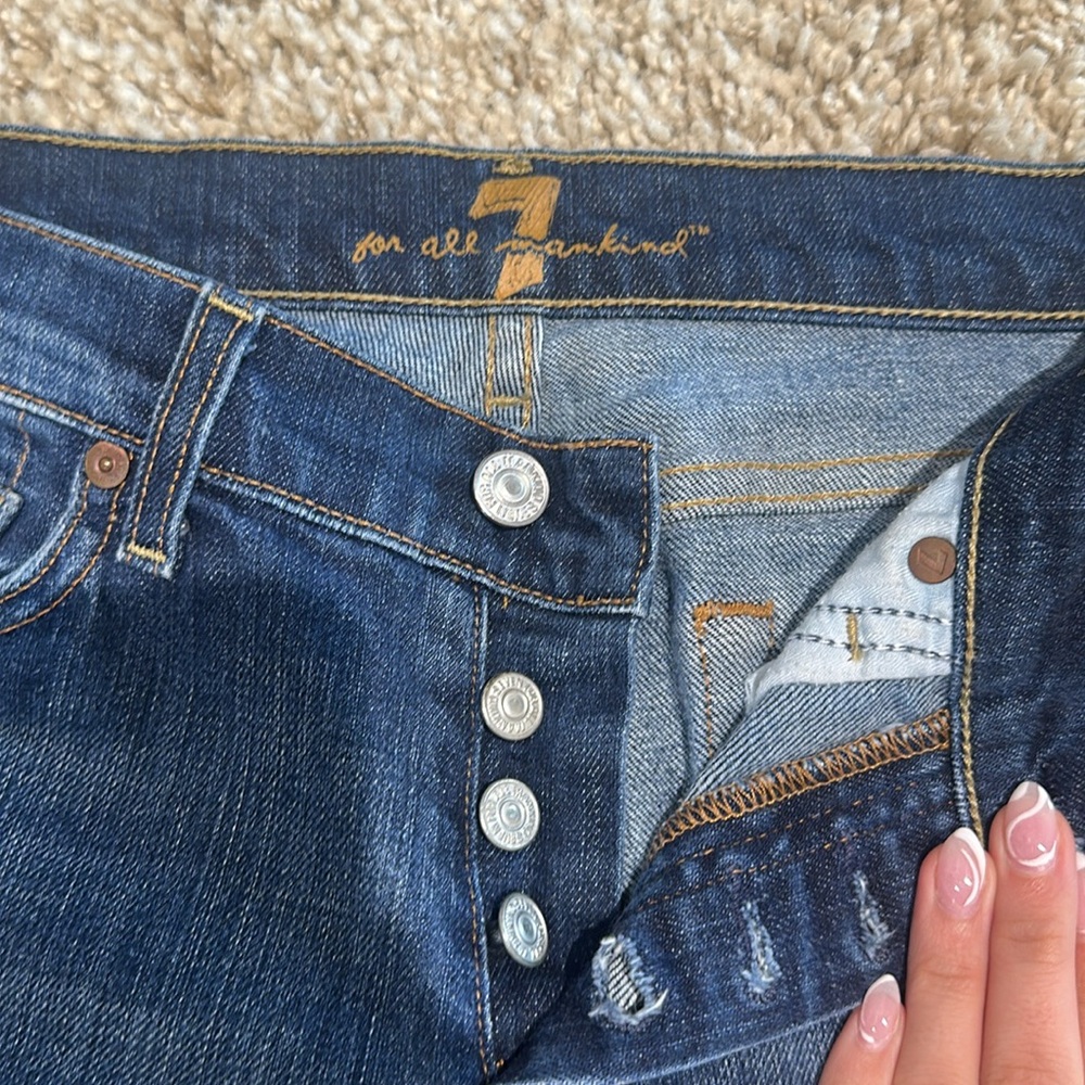 7 For All Mankind Blue Straight Leg Jeans - Picture 3 of 4